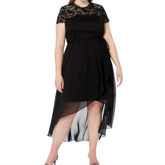 City Chic Maxi Lace Angel Elegant Black Lace Overlay‎ Dress Plus Size 24 XXL NEW - Picture 1 of 10